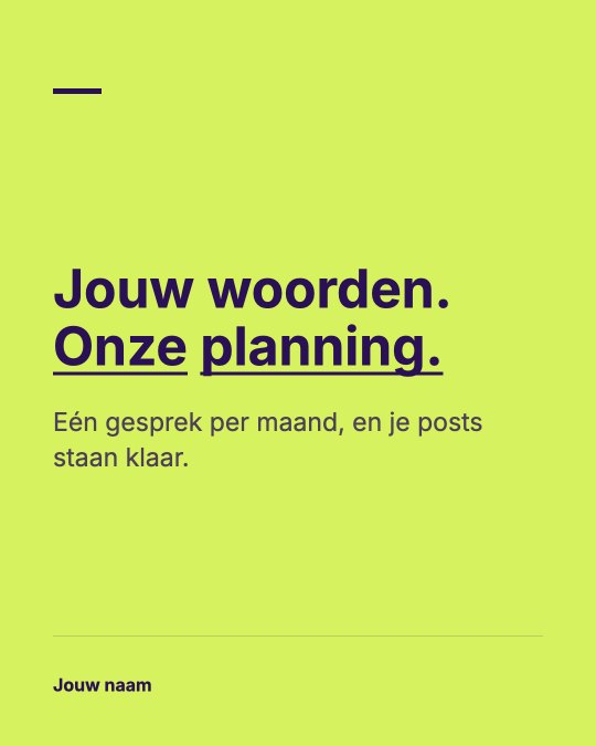 Slotslide: Jouw woorden. Onze planning.